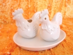 Foto Jogo galo e galinha pimenteiro de Porcelana 6,5 x 10,5